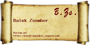 Balek Zsombor névjegykártya